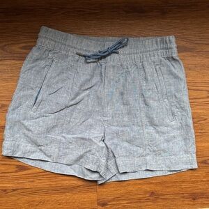 Athleta Light Blue Elastic-Waist Linen-Blend Shorts